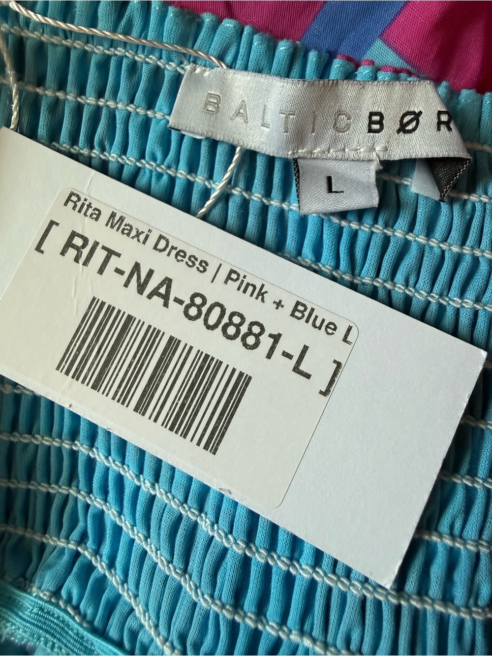 NWT Baltic Born Rita Maxi Dress Large Pink Blue Check Long Summer Sundress New - Picture 5 of 10